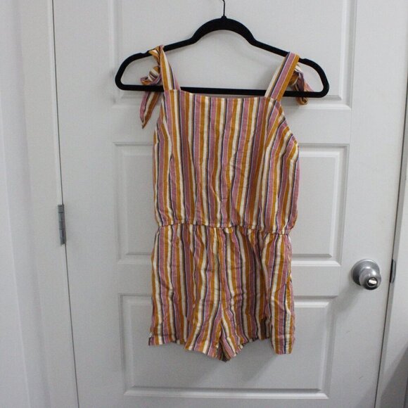 ModCloth Womens Sleeveless Multicolor Striped Shoulder Tie Romper Size Small - Picture 1 of 3